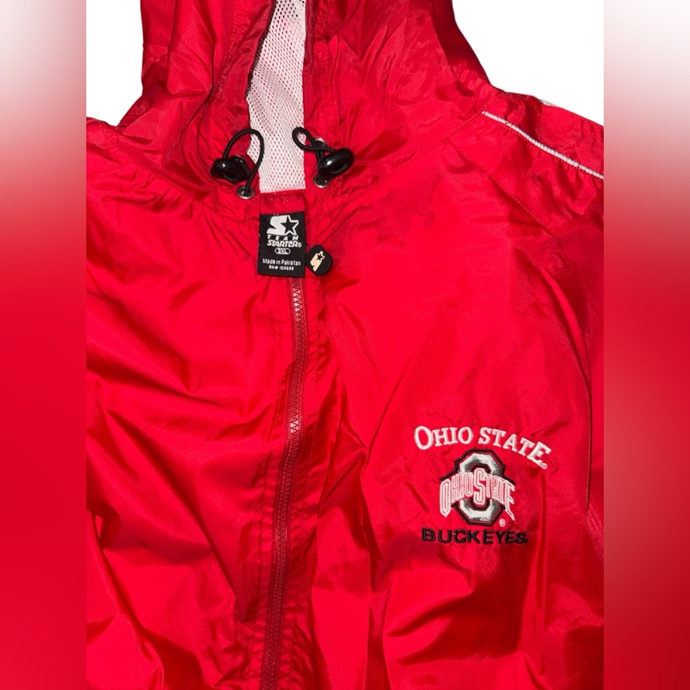 New 3EX Starter Red Lined Windbreaker Jacket Ohio State Buckeyes Embroidered - Picture 3 of 4